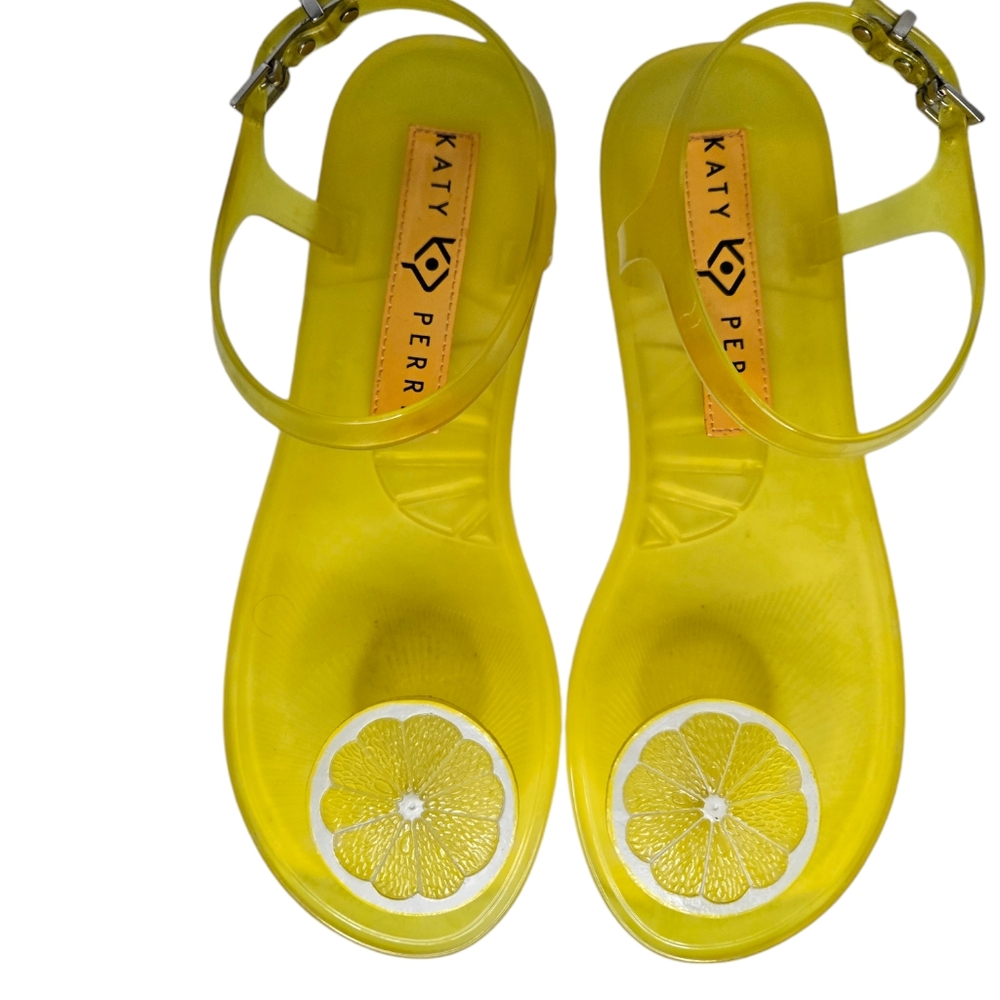 Katy Perry Geli yellow lemon thong ankle strap sandal